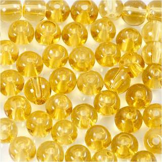Gule glasperler 4 mm, 45 stk. til smykkefremstilling