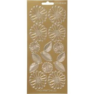 Guld Margueritter Stickers - 10x23 cm Ark