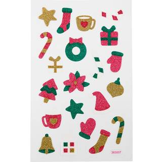 Glitterstickers til jul - 10x16 cm ark
