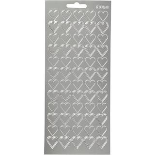 Sølv Hjerte Stickers - 10x23 cm, 1 ark