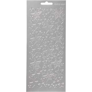 Sølv Stjerne Stickers - 10x23 cm, 1 ark
