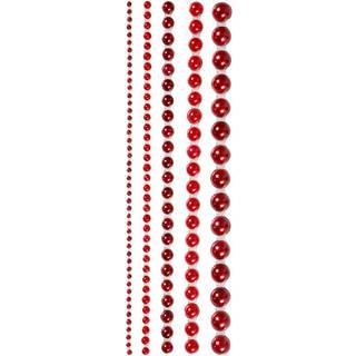 Selvklæbende Halv-perler Røde 2-8 mm, 140 stk.