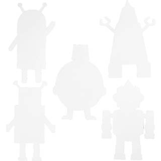 16 Udstansede Robotter i Kraftig Karton - H: 22,5-24 cm