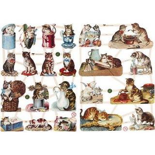 Glansbilleder, katte, ark 16,5x23,5 cm, 2ark/ 1 pk.