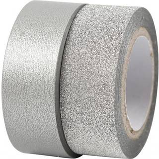 Sølv Designtape 15 mm - 2 ruller til kreative projekter