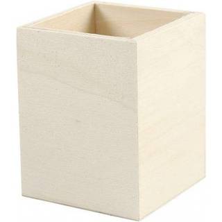 Stilfuld blyantsholder i lyst træ - 9,5 cm høj