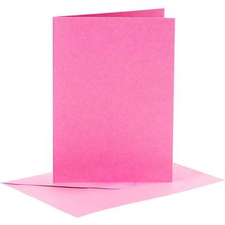 Brevkort m. kuvert, 6 sæt, Pink