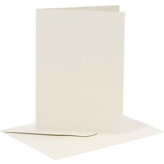 Råhvide Kort og Kuverter, 6 Sæt, 10,5x15 cm