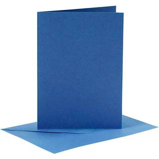 Blå Kort og Kuverter - 6 Sæt, 10,5x15 cm