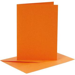Elegante orange kort og kuverter - 6 sæt