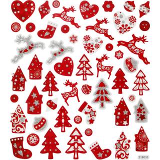 Julestickers Rød/Hvid - 15x16,5 cm Ark