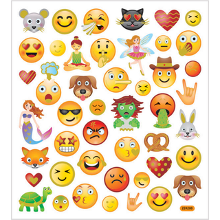 Farverige Emoji Stickers - 15x16,5 cm Ark