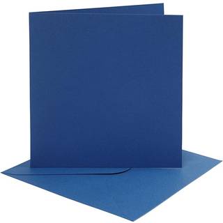 Blå Kort og Kuverter 15,2x15,2 cm - 4 Sæt