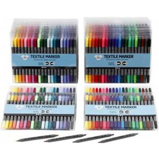Tekstiltusch, streg 2,3+3,6 mm, standardfarver, suppleringsfarver, 24x20 stk./ 1 pk.