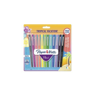 Paper Mate Flair filtpenne | Medium spids (0,7 mm) | Assorterede tropiske feriefarver | 12 Stk