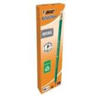 12 x BIC Evolution blyant med viskelæder HB grøn
