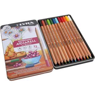 Lyra Rembrandt Aquarell Farveblyanter, 12 stk Sæt med 12 stk akvarelfarveblyanter fra Lyra Rembrandt. Stregbredden på farveblyanterne er 4 mm, og deres akvareleffekt gør det nemt at blande og påføre farverne, som du måtte ønske.