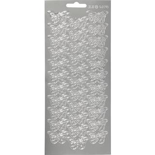 Sølv Sommerfugle Stickers - 10x23 cm, 1 ark