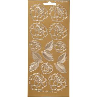 Guld Roser Stickers - 10x23 cm, 1 ark