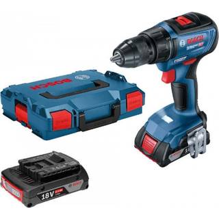BOSCH GSR 18V-50 Bore-/skruemaskine Li-Ion, 50Nm, brushless + L-Case +2x Batterier Li-Ion, 18V, 2Ah + Oplader