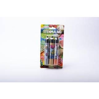 Stenmaling, 3x30 ml, sølv-guld-bronze