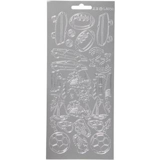 Sølv Sport Stickers - 10x23 cm, Selvklæbende Ark