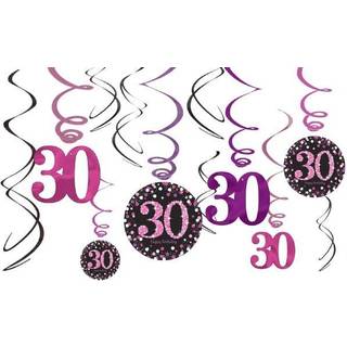 30 års fødselsdag hænge dekorationer 12 stk. - Pink