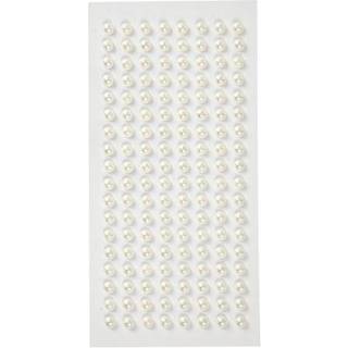 Selvklæbende halvperler 5 mm, hvid - 144 stk.