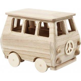 Dekorativ Minibus i Lyst Træ - 17x10x13 cm