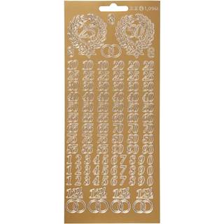 Guld Jubilæums Stickers - 10x23 cm, 1 ark