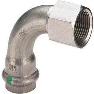 Viega Sanpress Inox overgangsbøjning 90° muffe/muffe 15 mm x 1/2" rustfrit stål