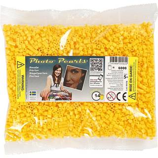PhotoPearls, str. 5x5 mm, hulstr. 2,5 mm, medium, gul (14), 6000stk./ 1 pk.