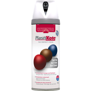 Plasti-kote Twist, Satin - 22101/ral 9010 Hvid 400ml ✓ På lager - klar til levering og afhentning