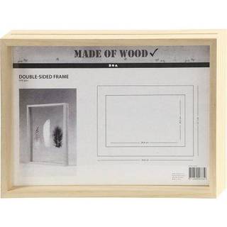 Elegant dobbeltramme i lyst træ, 22,1x30,8 cm
