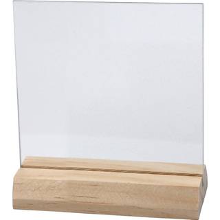 Elegant Glasplade med Træfod - 7,5x7,5 cm, 10 sæt