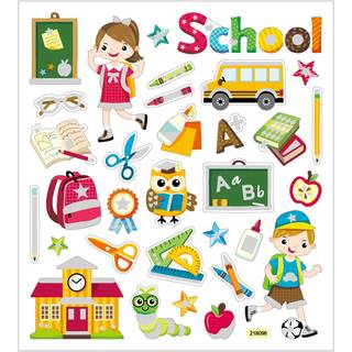 Glitter Stickers til Skoleliv - 15x16,5 cm Ark