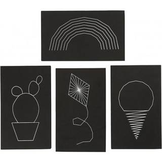 String Art Plader 20x12 cm, 10 mm, Sort - 16 stk.