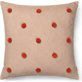 Dot Tufted Cushion - Camel/Red