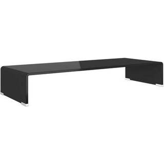 Tv-Bord/Monitorstander Klar Glas - Sort / 80 x 30 x 13 cm