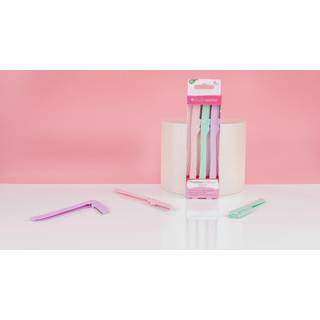 Brushworks Precision Eyebrow Razor Pastel Barberkniv til øjenbryn - 3 stk.
