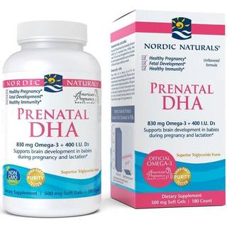 Prænatal DHA, 830 mg Omega-3 + 400 IU D3 Smagsfri - 180 bløde kapsler