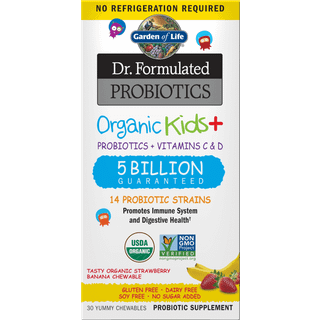 Dr. Formulated Probiotika Økologisk til Børn+, Jordbær Banan - 30 tyggetabletter