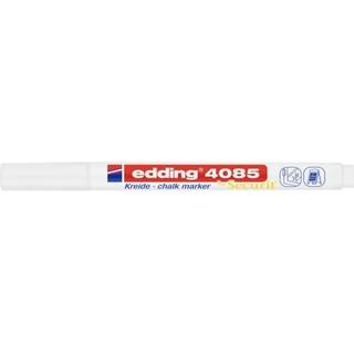 Edding 4085 Kridtmarkør - Hvid - 1 Kridtpen - Runde nib 1-2 mm - Fin -nib Wet Wipe Pen til Chalkboards Windows Glass Mirrors - Liquid kridtmarkør