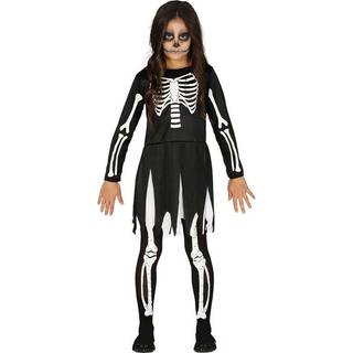 Skelett Mädchen Halloween Kostüm für Kinder L / 7-9 Jahre