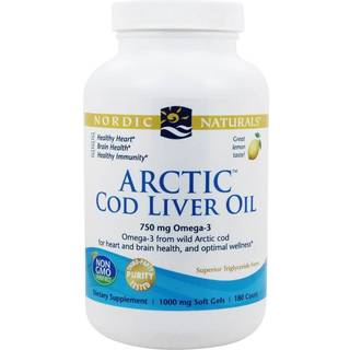 Nordic Naturals - Arktisk torskeleverolie, 750 mg citron (EAN 768990578854) - 180 bløde kapsler