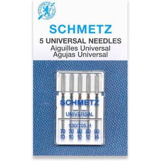 Schmetz Symaskinenåle Universal 70-90, 5 stk 5 stk symaskinenåle universal 70-90 fra Schmetz. Universalnålen bruges oftest til vævede stoffer som f.eks. patchwork.
