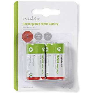 Nedis Genopladelige Ni-MH batteri C | 1.2 V DC | 4000 mAh | Forudladet | 2-Pakke | HR14