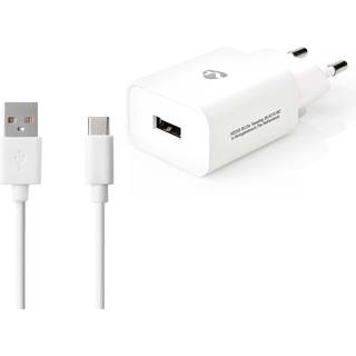 Nedis 230V USB-C 3.1 oplader - 2.4A/12W - 1 m - Sort