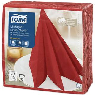 12 x Tork 478854 Linstyle servietter 39x39cm rød 50stk
