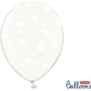 50 stk. Krystal latexballoner klare hvide hjerter – Luksus til festdekoration 30 cm